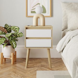 An Image of Freja 2 Drawer Bedside Table, Light Oak Natural