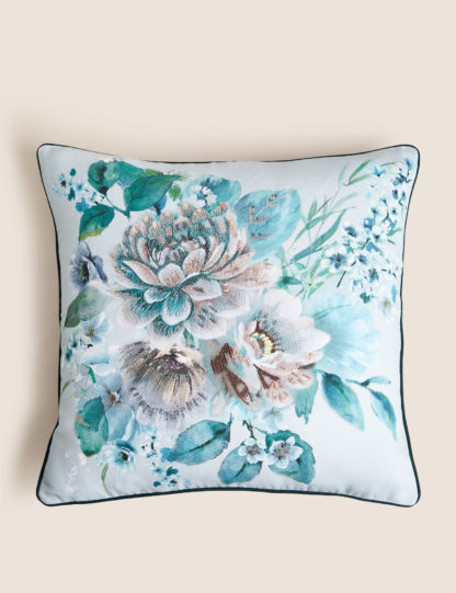An Image of M&S Pure Cotton Floral Embellished Cushion