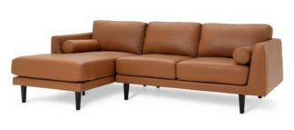 An Image of Habitat Jackson Leather Left Corner Chaise Sofa - Tan