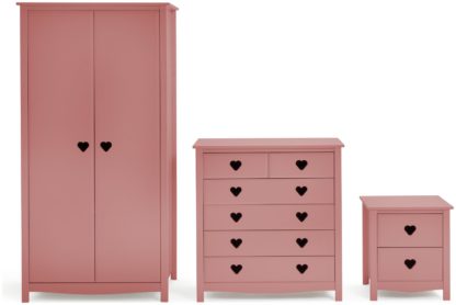 An Image of Habitat Kids Mia 3 Piece 2 Door Wardrobe Set - Pink