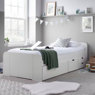 An Image of Trend - Single - 4 Drawer Bookcase Bed - White - Wooden - 3ft
