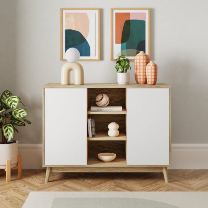 An Image of Freja 2 Door Sideboard, Light Oak Oak