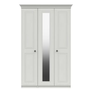 An Image of Portia Triple Wardrobe, Mirrored White