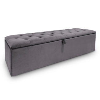 An Image of Ravello - Blanket Box - Dark Grey - Velvet