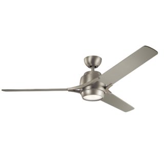 An Image of Kichler Zeus Ceiling Fan with Light & Remote, 152cm Silver