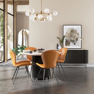 An Image of Kiera 4 Seater Round Dining Table, Marble Black