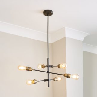 An Image of Marsden Industrial 6 Light Suspended Ceiling Fitting Black
