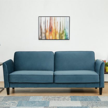 An Image of Arthur Velvet Sofa Bed Ocean Blue