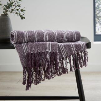 An Image of Woven Cotton Stripe Throw 120x150cm Thistle