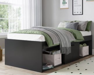 An Image of Arctic - Single - Storage Cabin Bed - Black - Wooden - 3ft