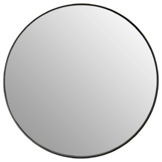 An Image of Cindy Large Round Wall Mirror - Matt Black - 70cm