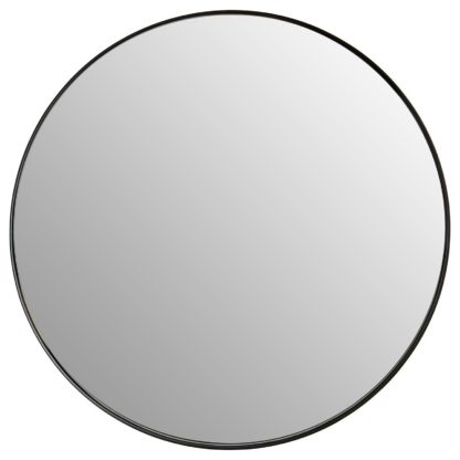 An Image of Cindy Large Round Wall Mirror - Matt Black - 70cm