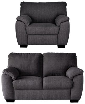 An Image of Argos Home Milano Fabric Chair & 2 Seater Sofa - Anthracite