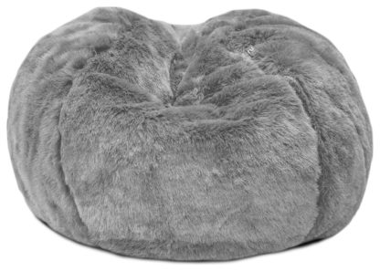 An Image of Rucomfy Kids Mini Slouch Bean Bag Faux Fur- Grey