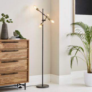 An Image of Marsden Industrial 4 Light Floor Lamp Black