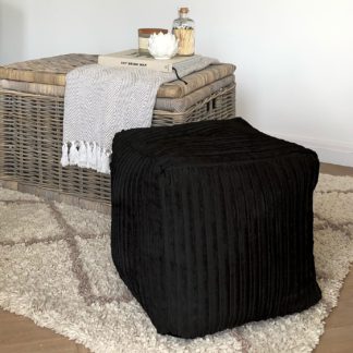 An Image of Rucomfy Jumbo Cord Cube Bean Bag - Black