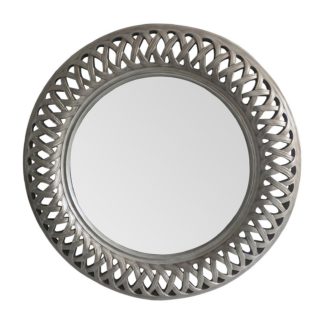 An Image of Tessere Antique Silver Round Wall Mirror - 112cm