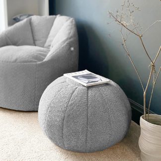 An Image of Rucomfy Fabric Snug Pouffe - Light Grey