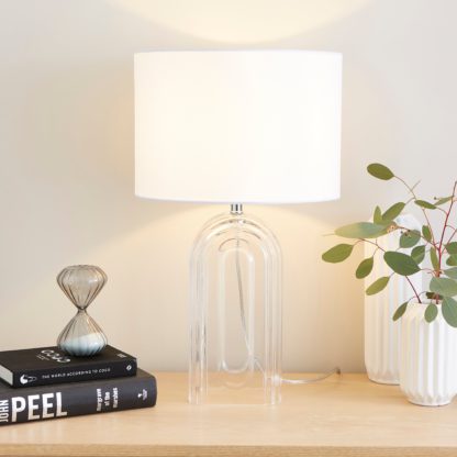 An Image of Josie Large Arched Glass Table Lamp Clear