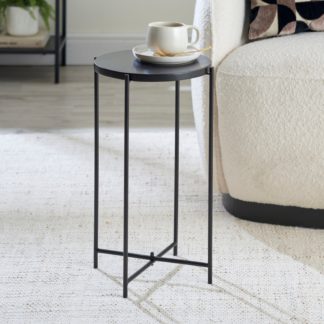 An Image of Atazar Round Folding Side Table Black