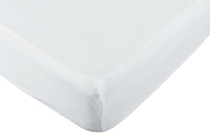 An Image of Habitat Pure Cotton 200TC Cream Fitted Sheet - Kingsize