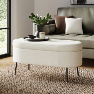 An Image of Evie Boucle Storage Ottoman Ivory