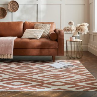 An Image of PractiRug Kyla Ikat Washable Rug Terracotta