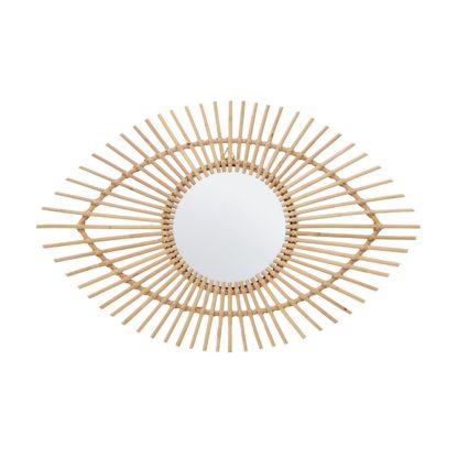 An Image of Mataram Eye Shape Rattan Wall Mirror- Natural - 83x56cm