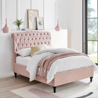 An Image of Rosa Velvet Bed Blush Velvet