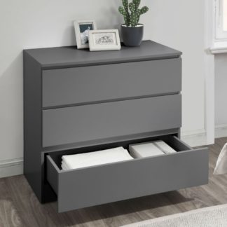An Image of Oslo - 3 Drawer Chest of Drawers - Grey - Wooden
