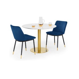 An Image of Palermo Round Dining Table with 2 Delaunay Chairs Blue