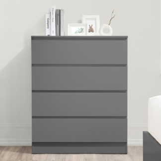 An Image of Oslo - 4 Drawer Chest of Drawers - Grey - Wooden