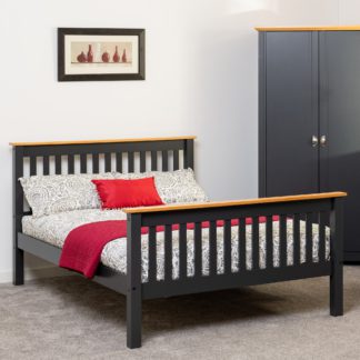 An Image of Monaco High Foot End Bed Charcoal (Grey)