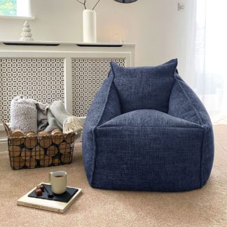 An Image of Rucomfy Fabric Bean Bag Chair - Marine Blue