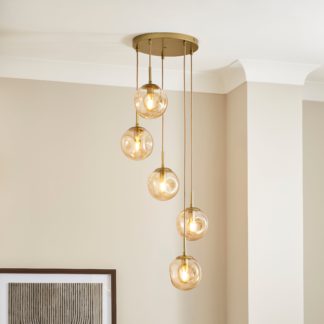 An Image of Alexis Amber 5 Light Cluster Ceiling Fitting Brown