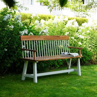 An Image of Broadway Garden Bench, Acacia Wood Brown/White