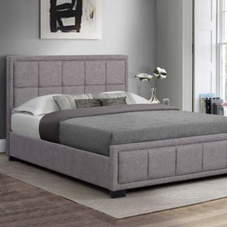 An Image of Hannover Fabric Bed Frame Dark Grey