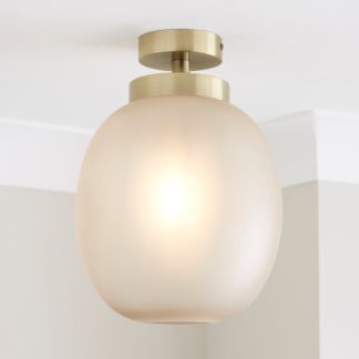 An Image of Lixue Recycled Glass Frosted Smoked Semi-Flush Fitting Grey