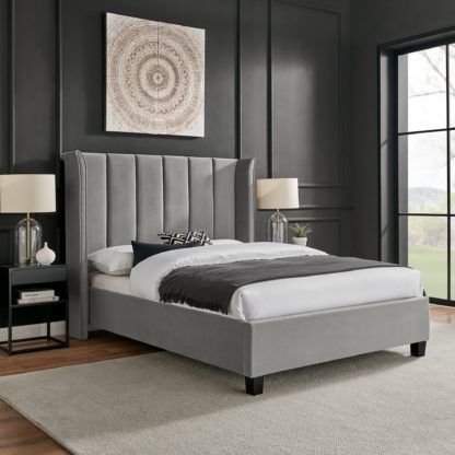 An Image of Polaris Velvet Bed Navy Velvet