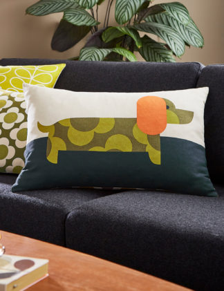 An Image of Orla Kiely Pure Cotton Dachshund Bolster Cushion