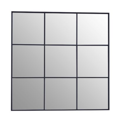 An Image of Square Metal Wall Mirror - Black - 95cm