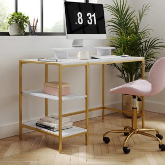 An Image of Cleo Step up Shelf Desk Marble Effect Marble