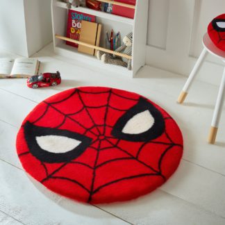 An Image of Marvel Spiderman Supersoft Kids Circle Rug Red