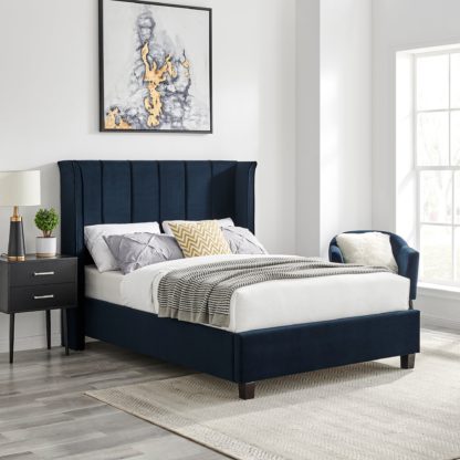 An Image of Polaris Velvet Bed Navy Velvet