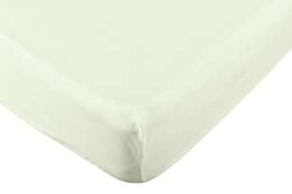 An Image of Habitat Pure Cotton 200TC Cream Fitted Sheet - Kingsize