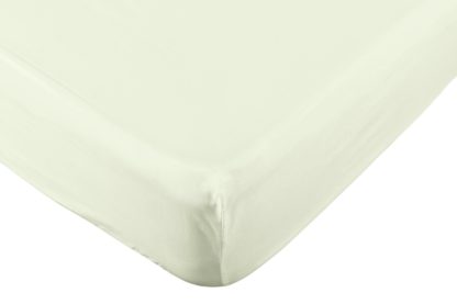 An Image of Habitat Pure Cotton 200TC Cream Fitted Sheet - Kingsize