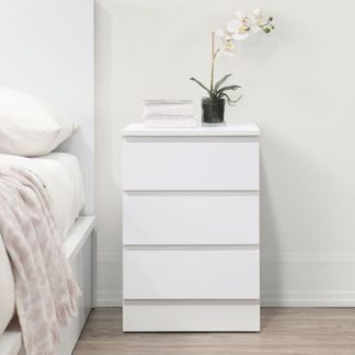An Image of Oslo - 3 Drawer Bedside Table - White - Wooden