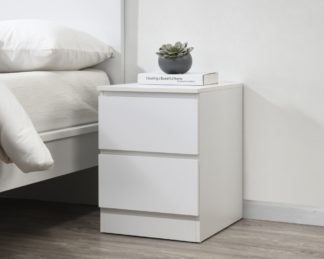 An Image of Oslo - 2 Drawer Bedside Table - White - Wooden
