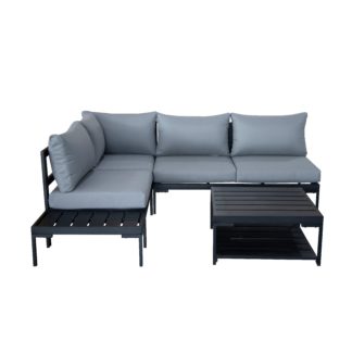 An Image of Elements Black Modular 4 Seater Corner Sofa Set with Coffee and Side Tables Black