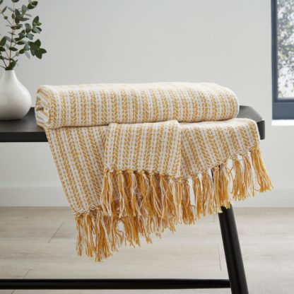 An Image of Woven Cotton Melange Throw 120x150cm Mineral